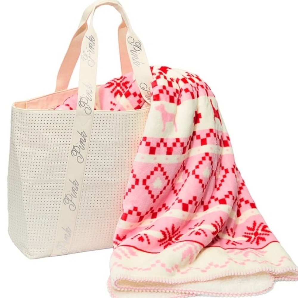 2025 set of Pink Women's Tote Bag with Blanket